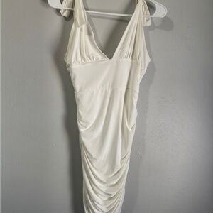 White Draped Mini Dress Fashion nova